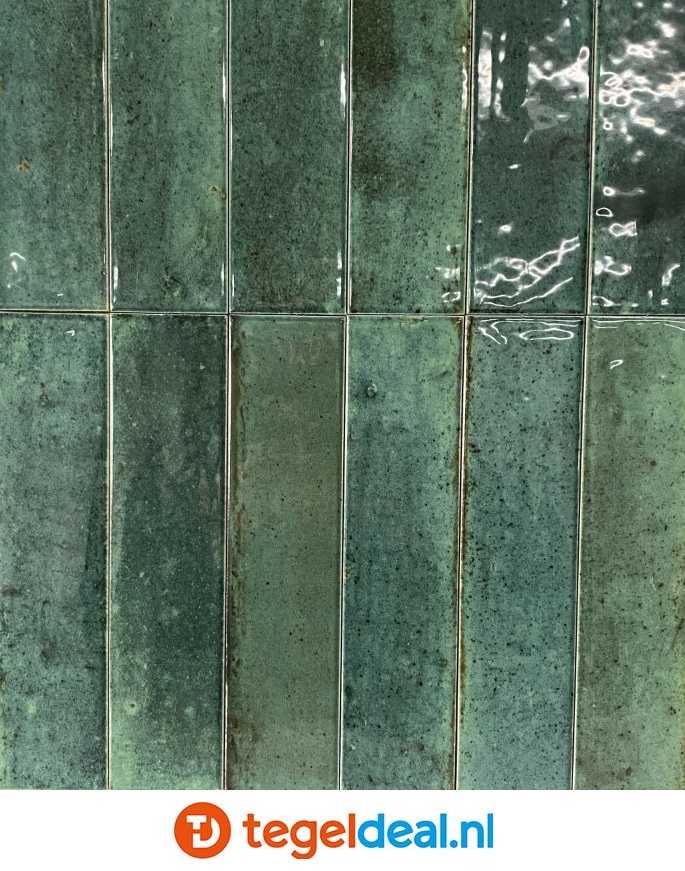 wandtegels Ribesalbes, Hope OLIVE glans, 6x25 cm; Groene glanzende